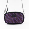 Mini borsa in pelle nera e seta viola - Silky 24 mini
