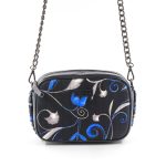 Black and silk leather bag with floral print