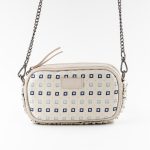 mini borsa a tracolla in pelle beige e seta