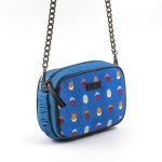 Borsa in jeans e seta con motivi a cerchio