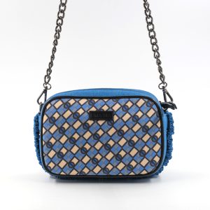 Borsa in jeans e in seta a quadretti
