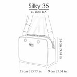 Bag in silk and technical drawing leather