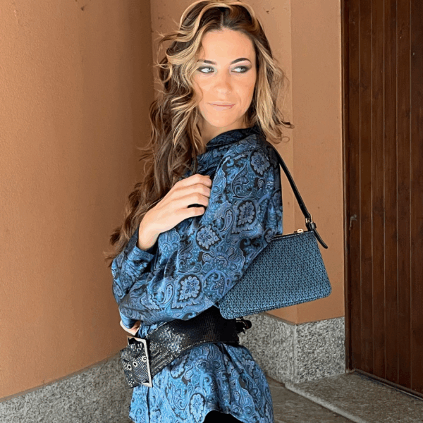 Camicia in seta con disegno verde - Silky Shirt Orizzonti