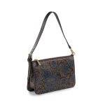 Borsa in seta e pelle damascata marrone