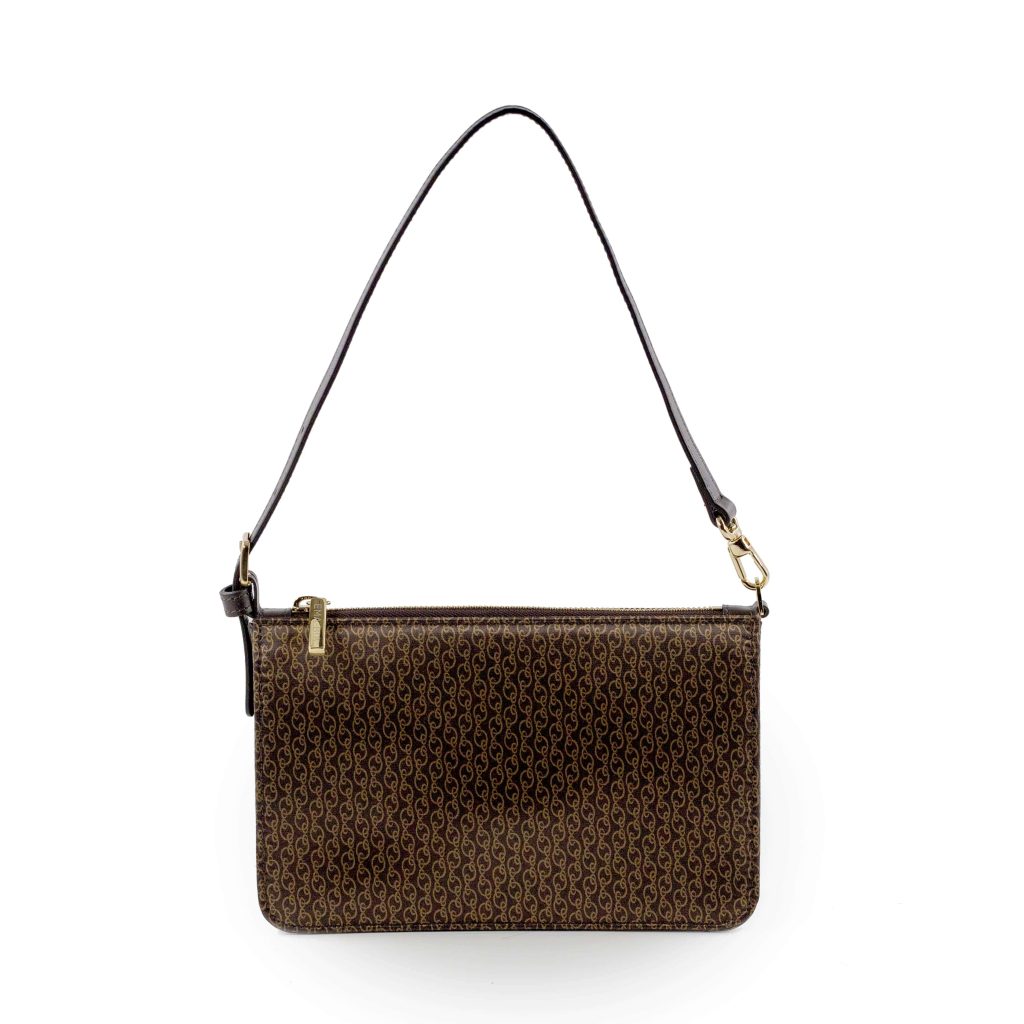 Borsa in pelle e in seta marrone