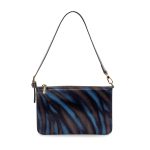 Borsa in pelle e seta zebrata blu