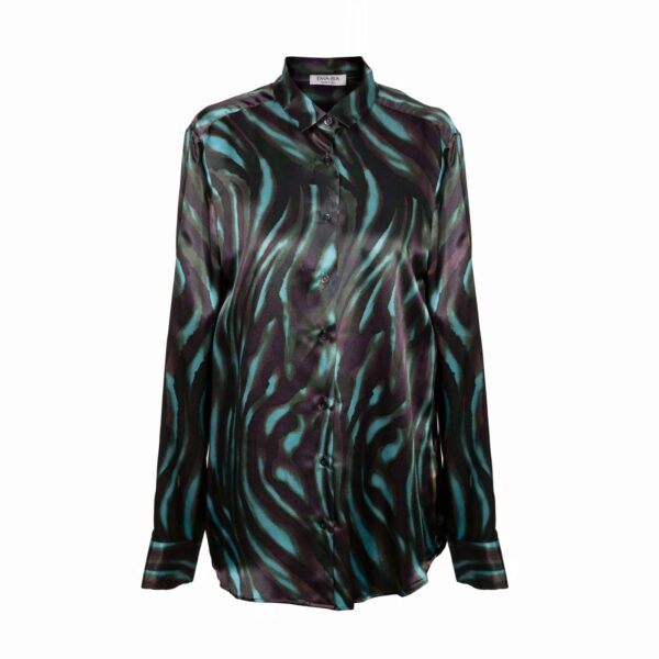 Camicia in seta zebrata verde - Silky Shirt Orizzonti