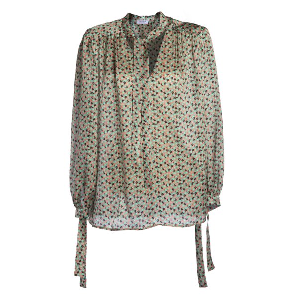Camicia in seta nera turchese e rosa - Silky Shirt Natura Jasmine