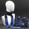 Borsa a spalla in camoscio e seta stampa blu - Silky kit 22