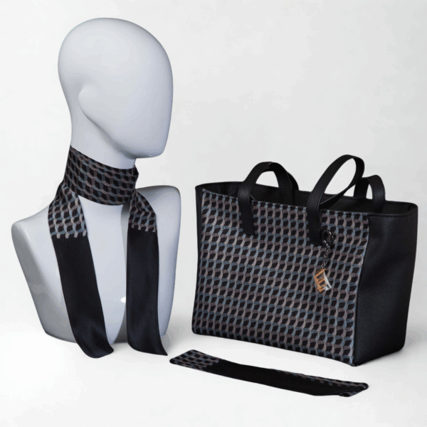 Borsa donna nera in tessuto lamè e seta - Silky kit 30