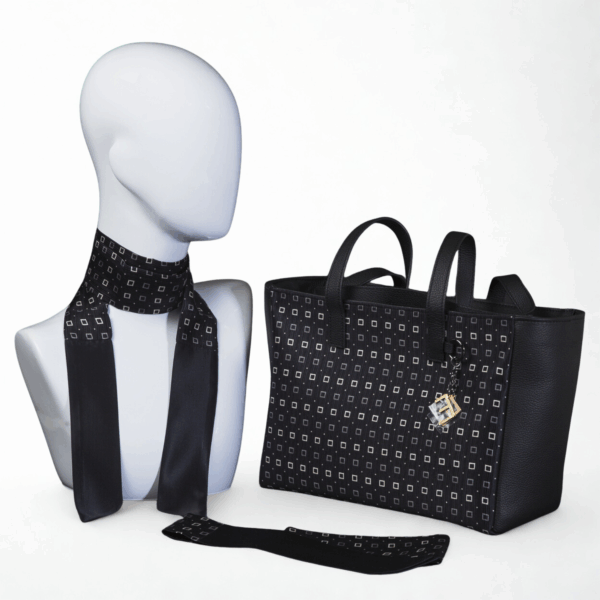 Borsa da giorno in pelle e seta nera - Silky kit 30