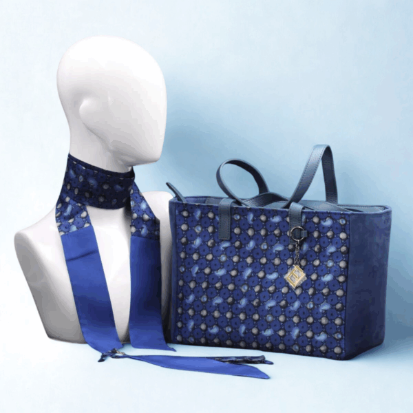 Borsa scamosciata in seta blu - Silky kit 30