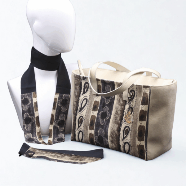 Borsa camoscio beige e blu Silky kit 30