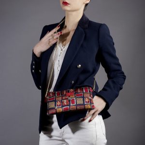 Borsa con stampa fantasia ton-sur ton rossa
