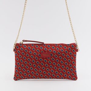 Borsa con stampa geometrica ton-sur ton rossa