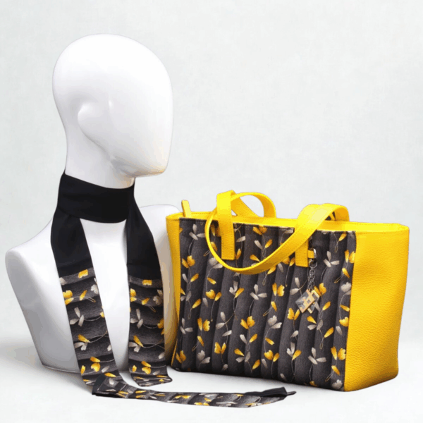 Gelbe Leder- und Seidentasche für den Tag - Silky Kit 30