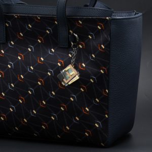 Borsa da giorno grande con stampa geometrica