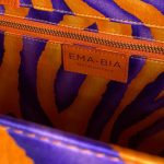 bag in silk and leather with internal orange pattern