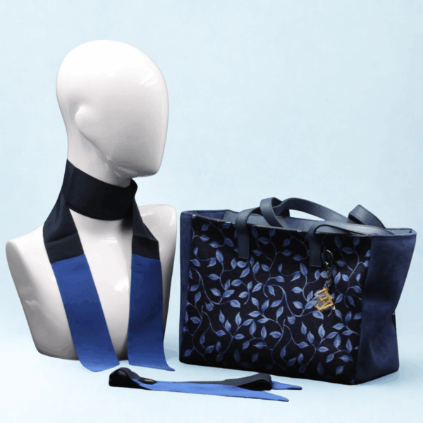 Borsa floreale in camoscio blu - Silky kit 30