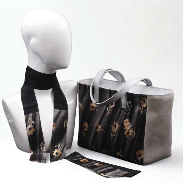Tasche mit grauem Blumendruck- Silky kit 30