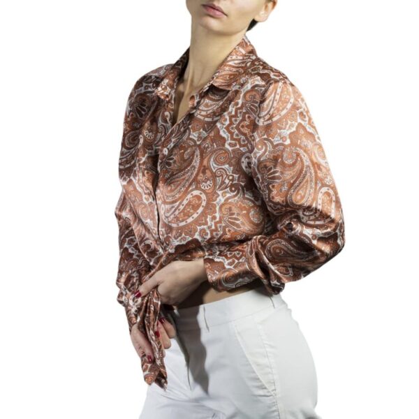 Camicia in seta marrone donna - Silky Shirt Universo