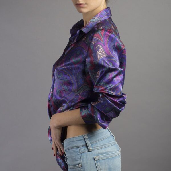 Camicia in seta cachemire viola - Silky Shirt Universo