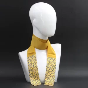 Foulard in pura seta gialla con stampa floreale