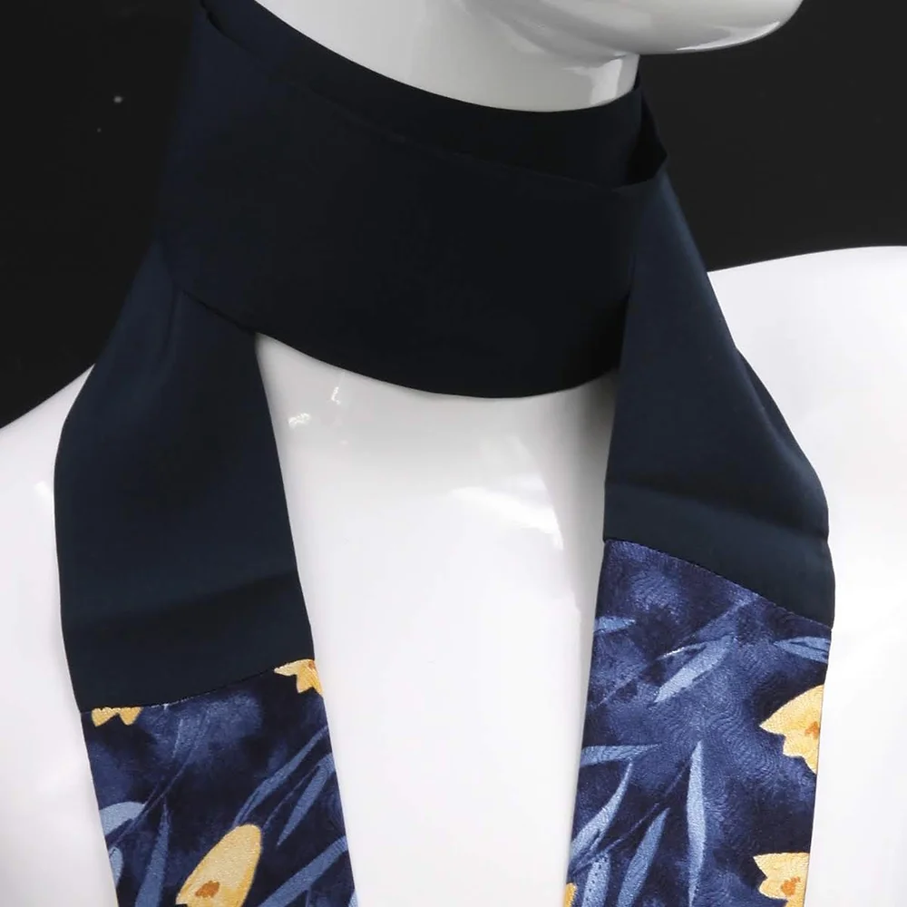 Pure blue silk and floral print foulard