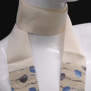 Pure white silk foulard with floral print