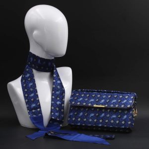 Kit Clutch borsa e foulard blu