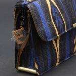 kit clutch leather and silk blue