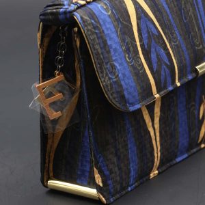 kit clutch leather and silk blue