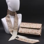Kit clutch pochette in seta e pelle beige