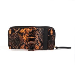 Wallet - silk and leather orange clutch bag - Silky Wallet