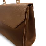 borsa in seta e pelle silky maya marrone dettagli