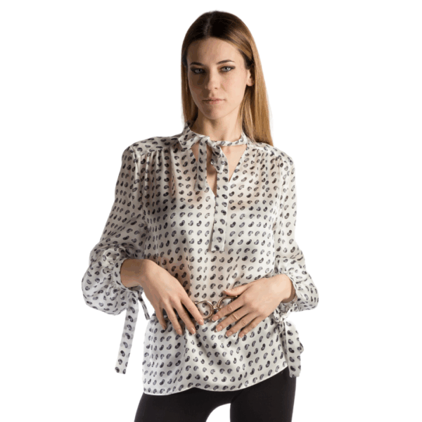 Camicia in seta Bianca e Grigia - Silky Jasmine NATURA