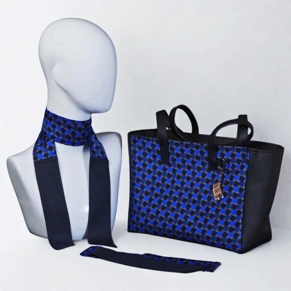 Borsa da giorno in vera pelle blu - Silky kit 30