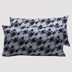 Rectangular decorative silk cushions with blue pattern - Silky Pillows Rectangular
