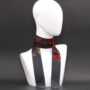 Grey Printed Foulard - Silky Stripes