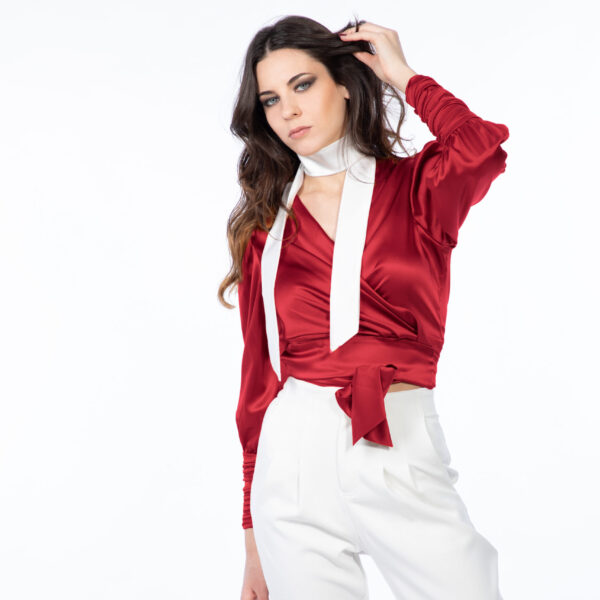 Camicia Fusciacca di Seta Silky IRIS colore Rosso - Collezione NINFEA - disponibili