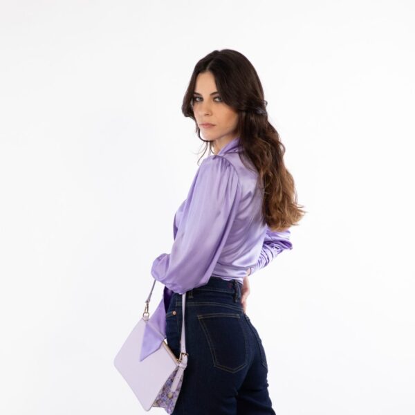 Borsa in pelle e seta LILLA - Silky Big Moon NINFEA