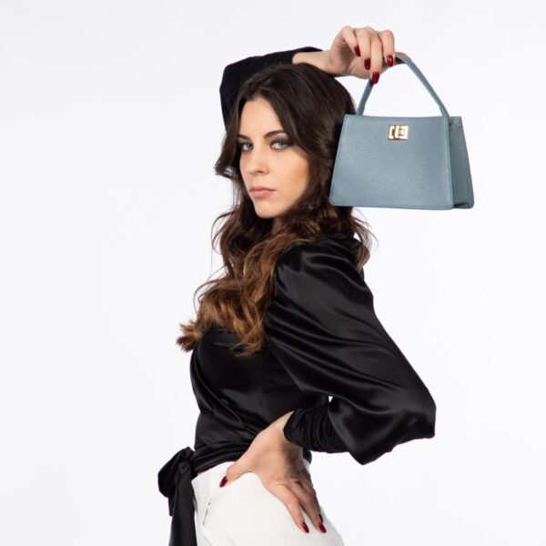 Borsa piccola azzurra in Seta e Pelle - Silky Bijou Ninfea