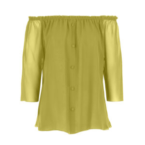 Georgette silk blouse with stretch neckline - Silky Belle unito Ninfea