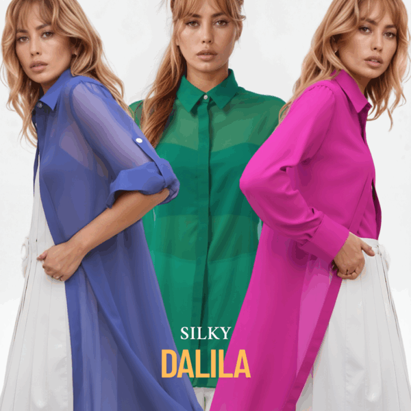 Camicia in seta georgette taglio classico Silky DALILA spacchi laterali - Collezione Unito NINFEA - su ORDINAZIONE