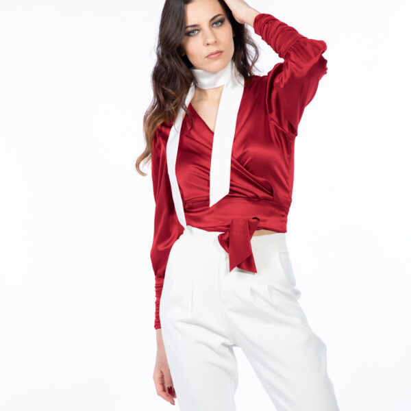 Camicia Fusciacca di Seta Silky IRIS colore Rosso - Collezione NINFEA - disponibili